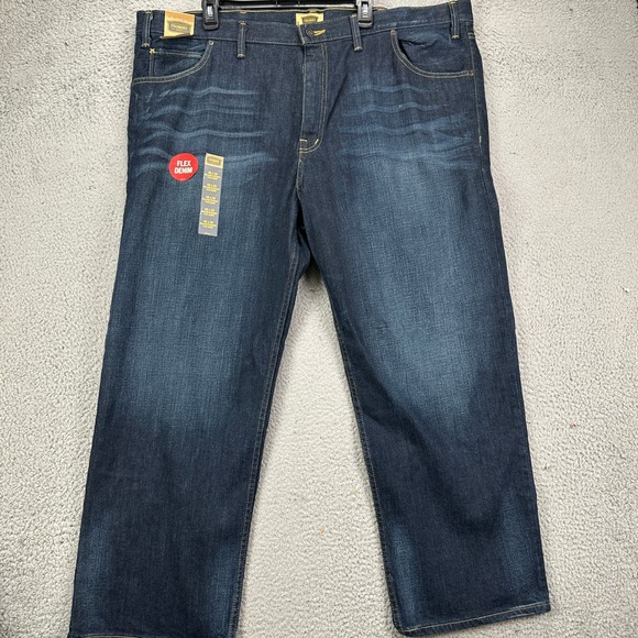 The Foundry Supply Flex Denim Jeans Relax Straight Men 48X29 Blue Distressed NEW